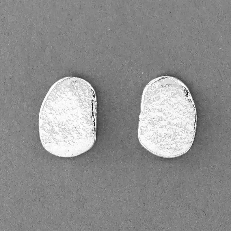 Pebble Silver Stud Earrings - Textured by Silverfish