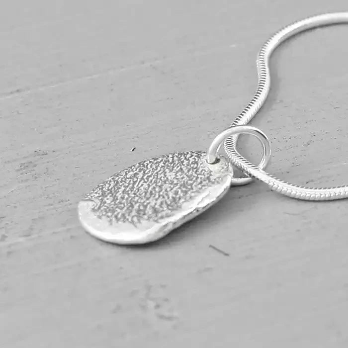 Pebble Silver Pendant - Small Flat by Silverfish