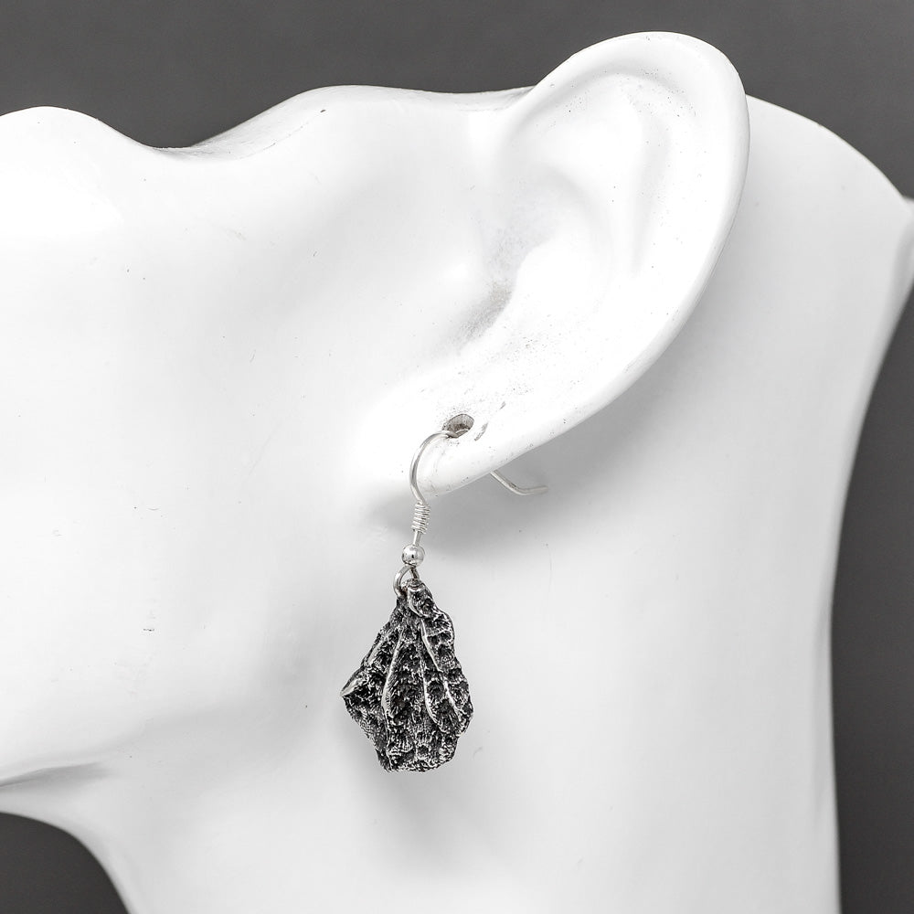 Fan Coral Drop Earrings - Oxidised Silver by Silverfish