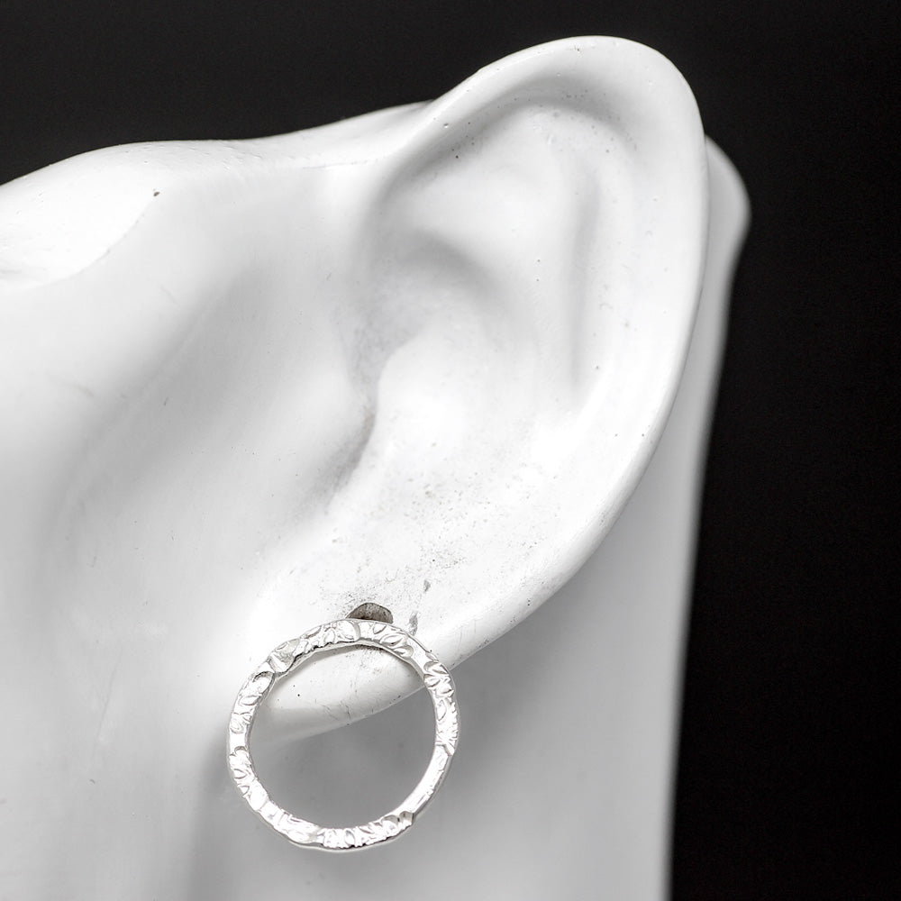 Flora Circle Studs - Medium - Silver by Silverfish