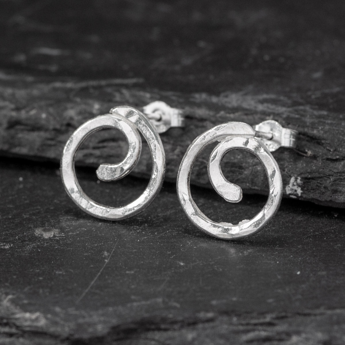 Spiral Silver Stud Earrings - Medium by Silverfish