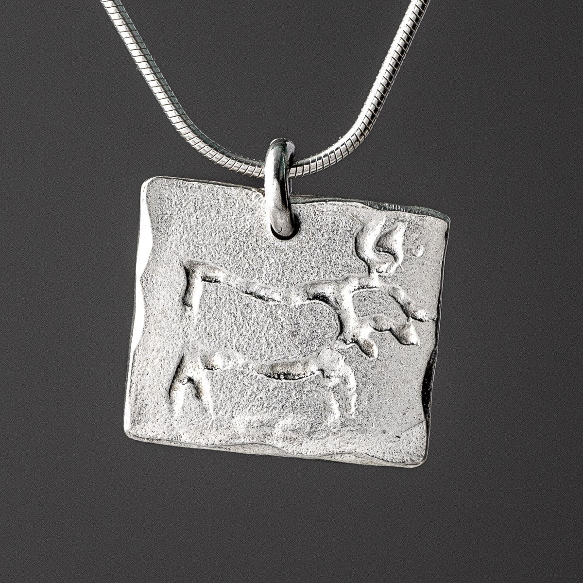 Norwegian Stag Rock Art Silver Pendant by Silverfish