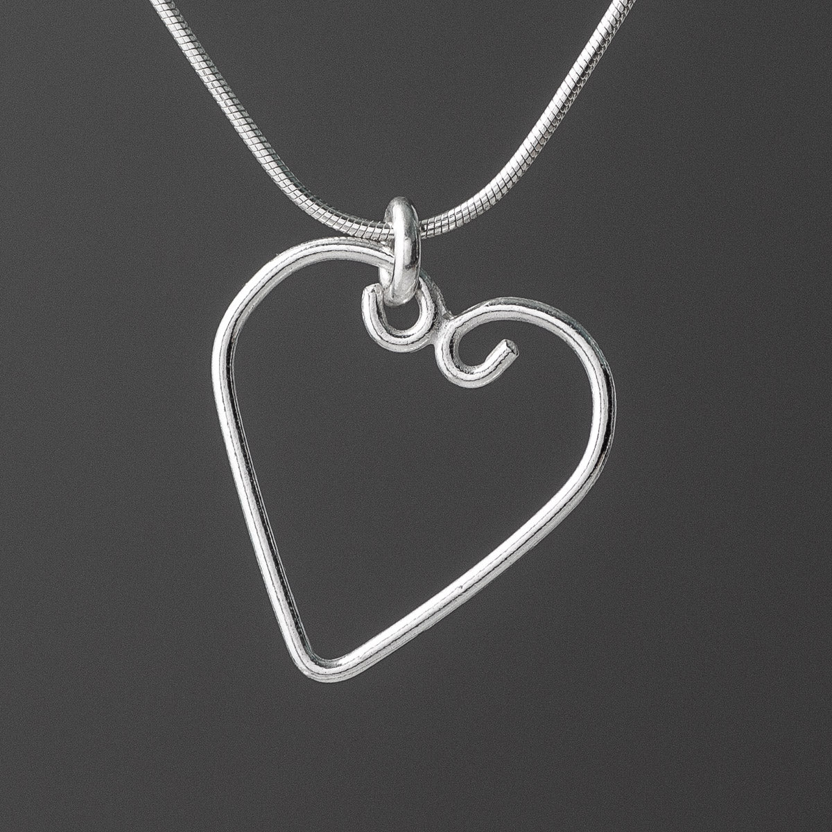 Open Heart Silver Pendant by Silverfish