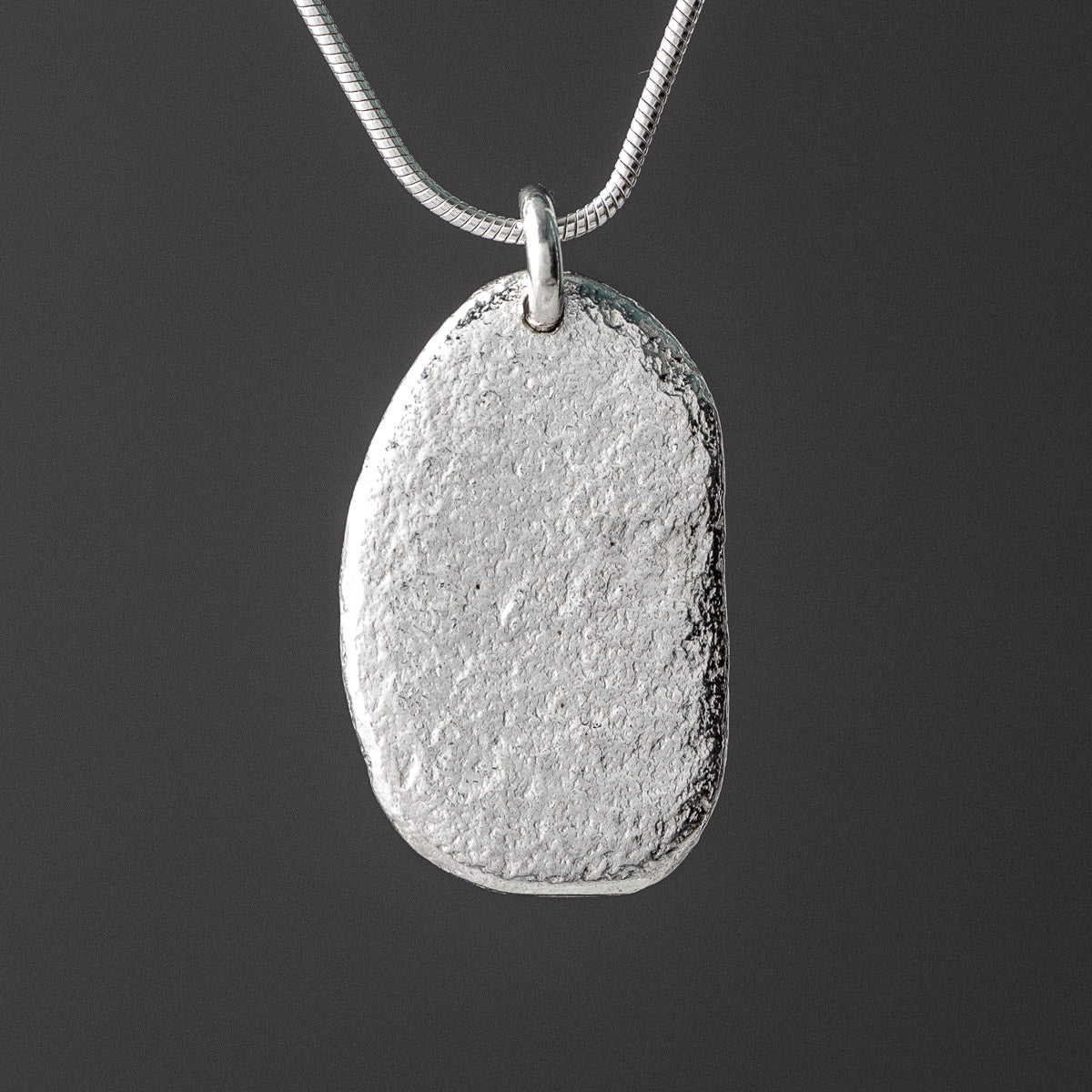 Pebble Silver Pendant - Extra Large Flat by Silverfish