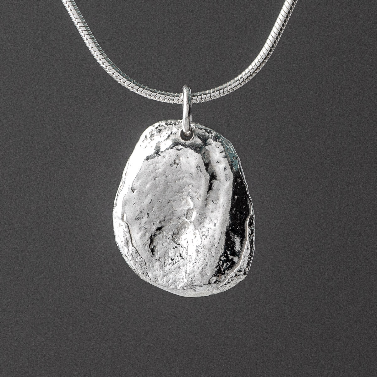 Pebble Silver Pendant - Medium Textured by Silverfish