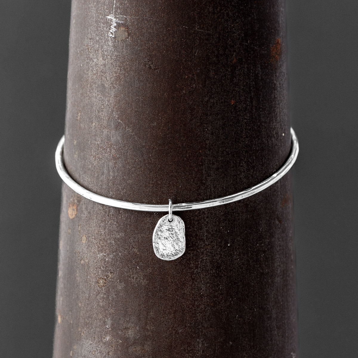 Pebble Silver Bangle - Small Flat by Silverfish