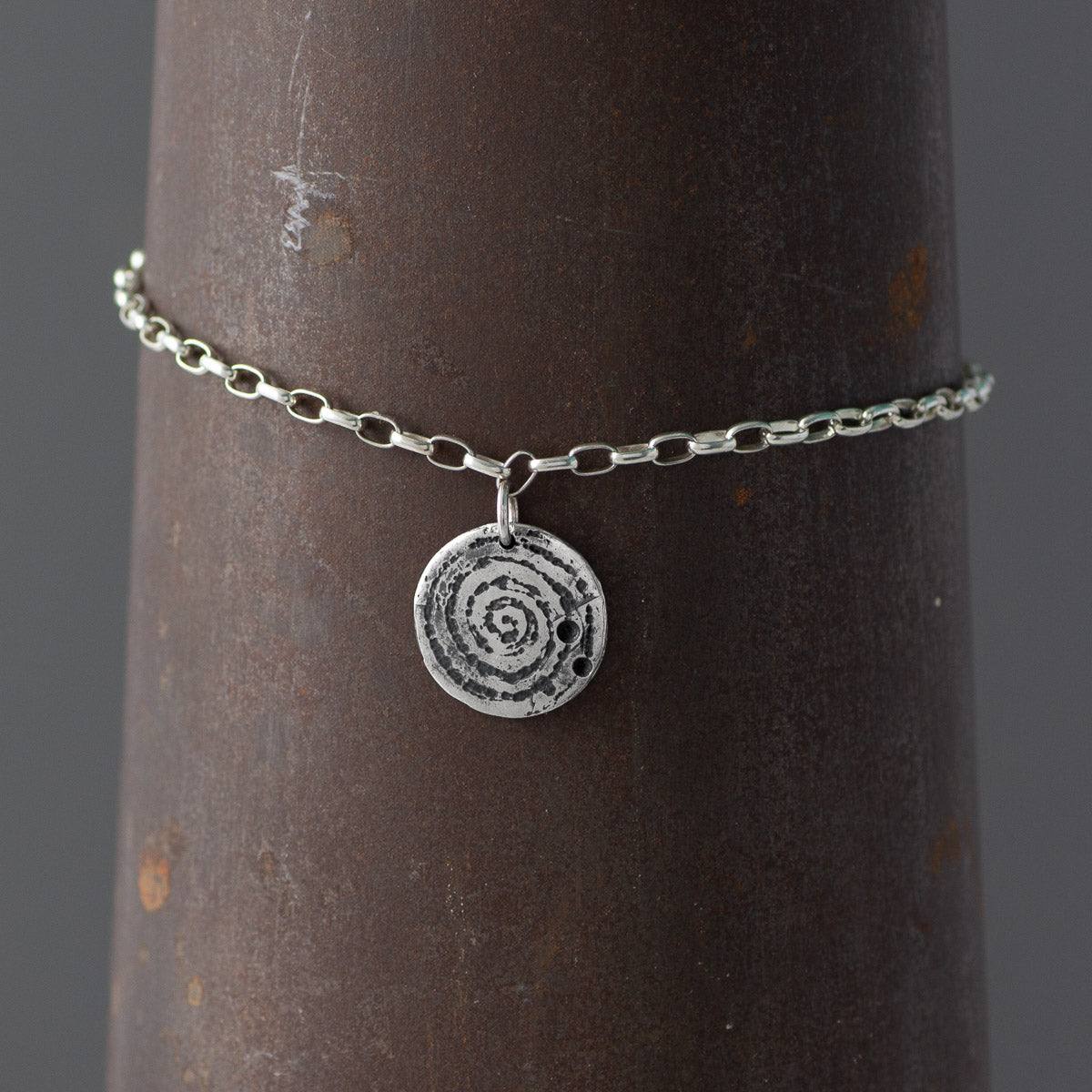 Llanbedr Spiral Oxidised Silver Bracelet by Silverfish
