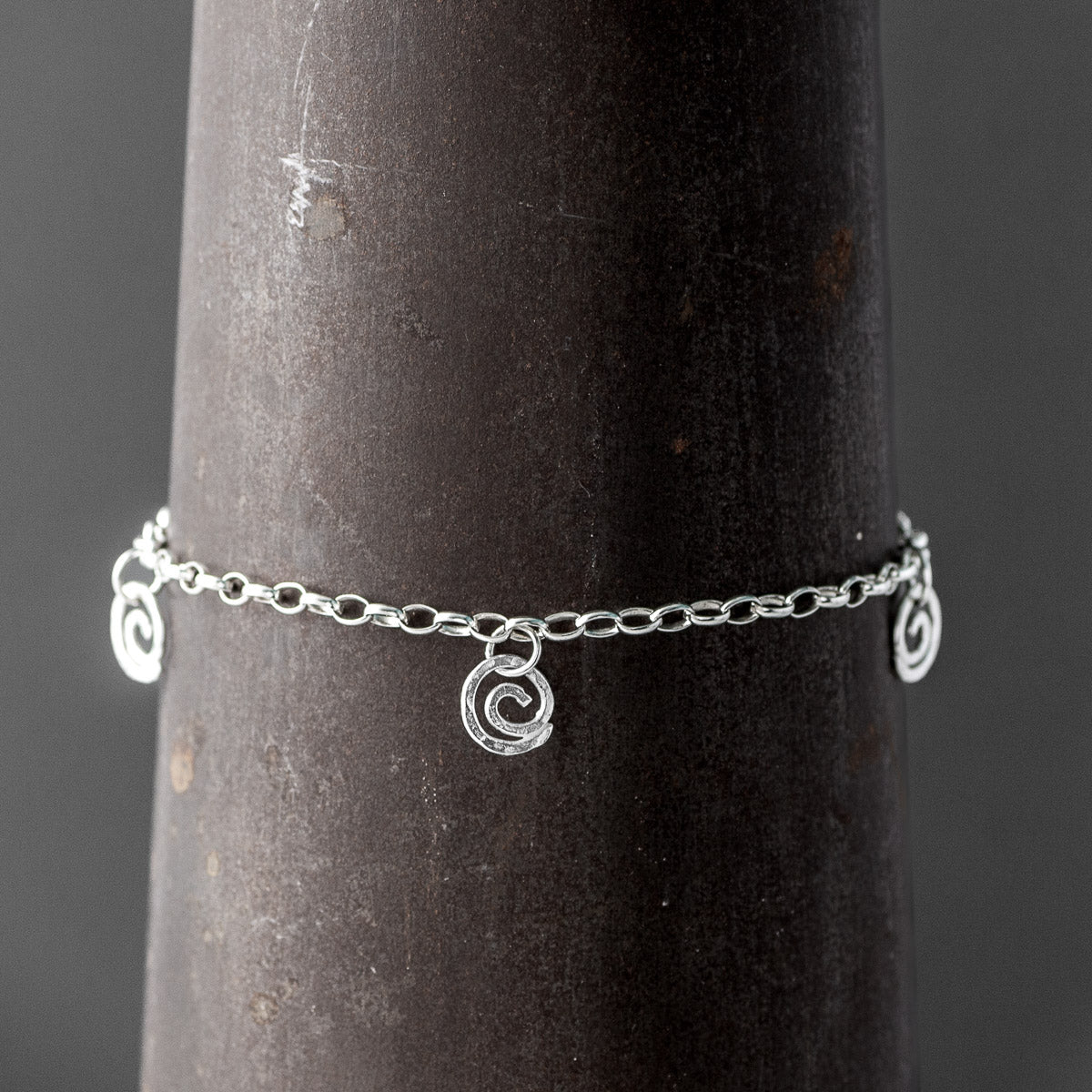 Spiral Silver Trio Charm Bracelet - Tiny by Silverfish