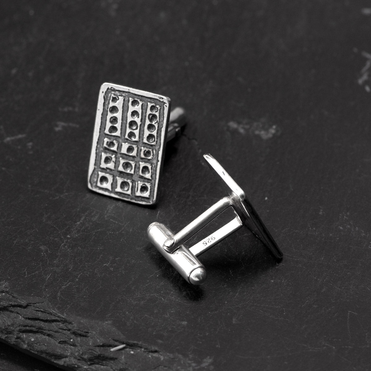 Bedolina Map Rock Art Oxidised Silver Cufflinks by Silverfish