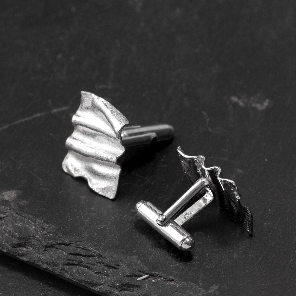 Ribbon Silver Cufflinks - Square by Silverfish