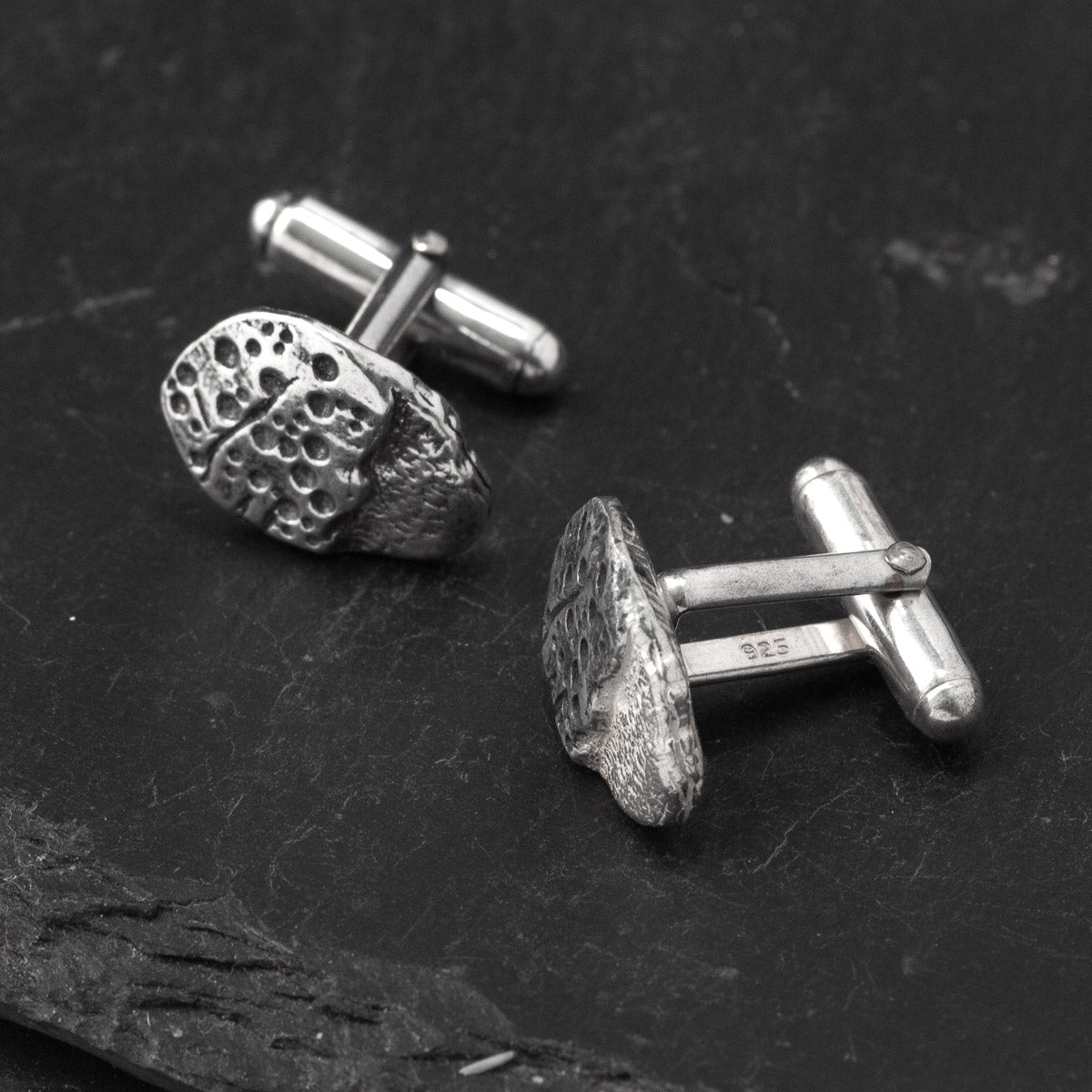 Trefael Oxidised Silver Cufflinks by Silverfish