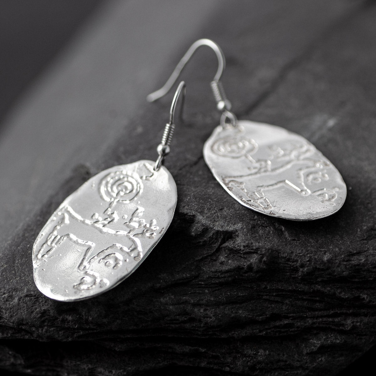 Campo Lameiro Oval Silver Drop Earrings by Silverfish
