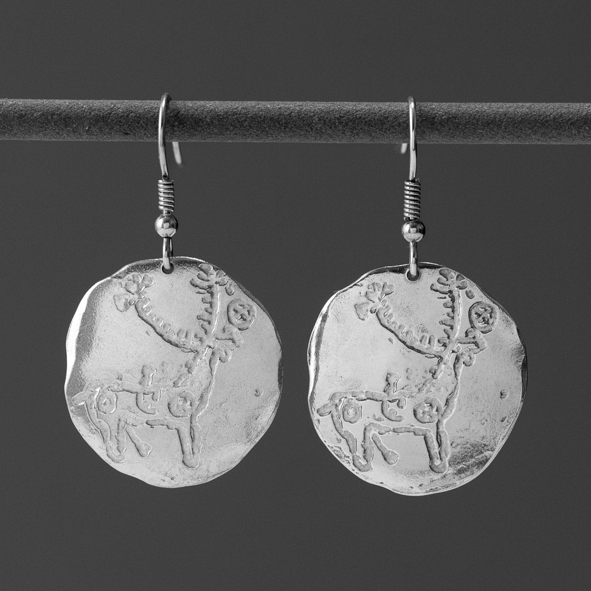 Campo Lameiro Round Silver Drop Earrings by Silverfish