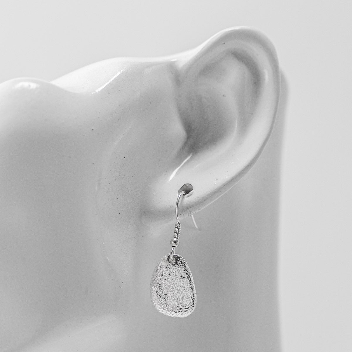 Pebble Silver Drop Earrings - Medium Round by Silverfish