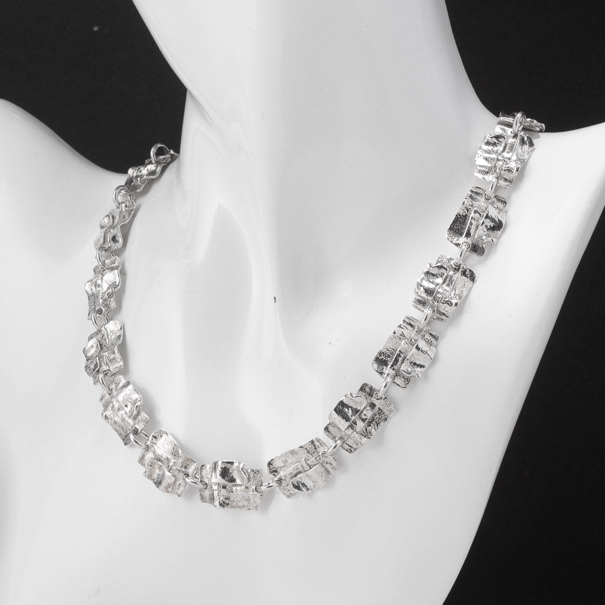 Patchwork Ribbon Silver Necklace - 18 Inches by Silverfish