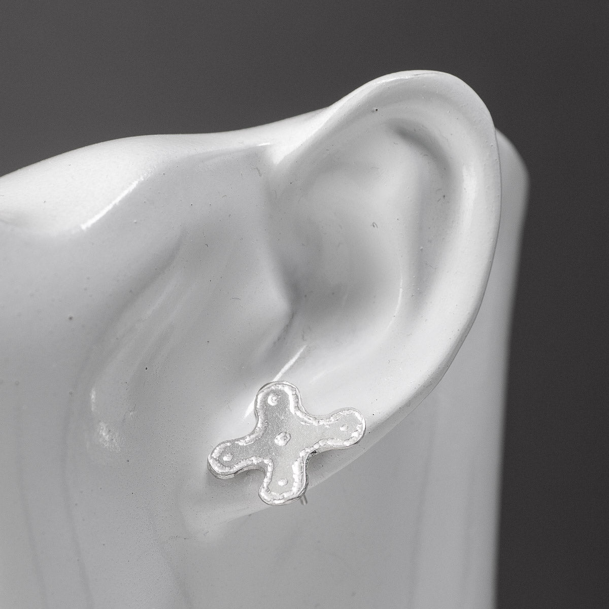 Camunian Rose Silver Stud Earrings by Silverfish