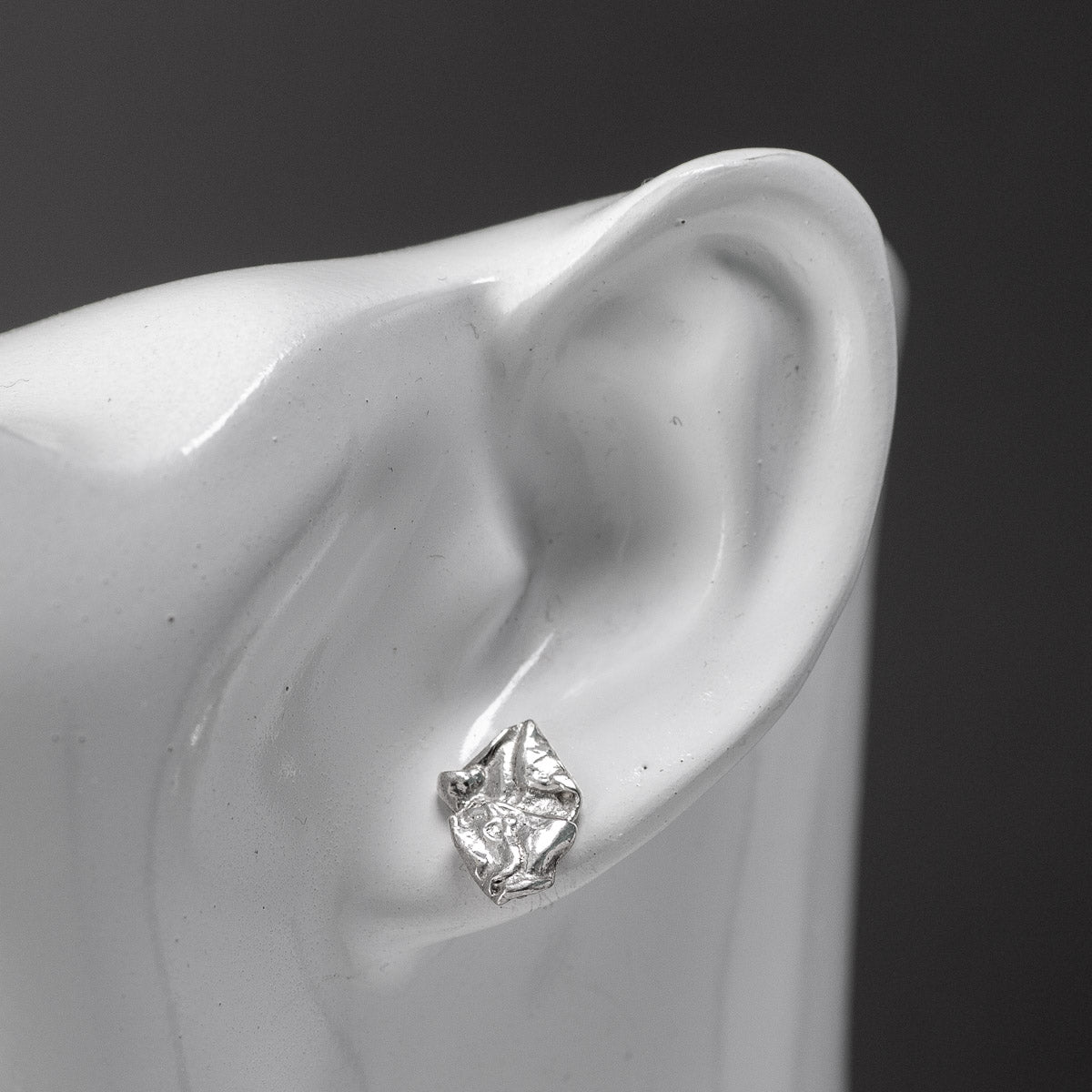 Folded Square Silver Stud Earrings by Silverfish