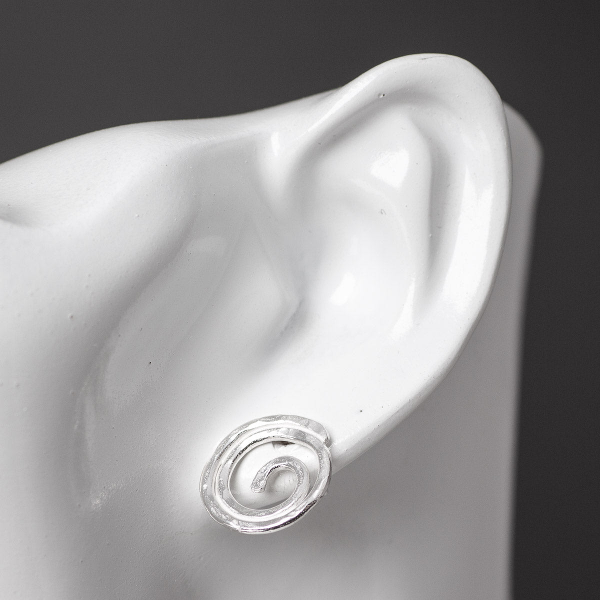 Spiral Silver Stud Earrings - Large by Silverfish