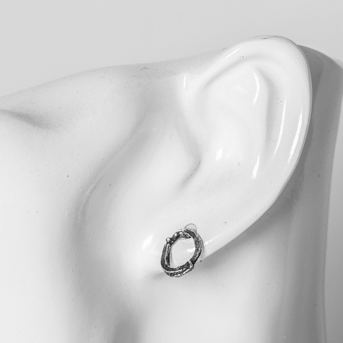 Embrace Oxidised Silver Stud Earrings - Small by Silverfish