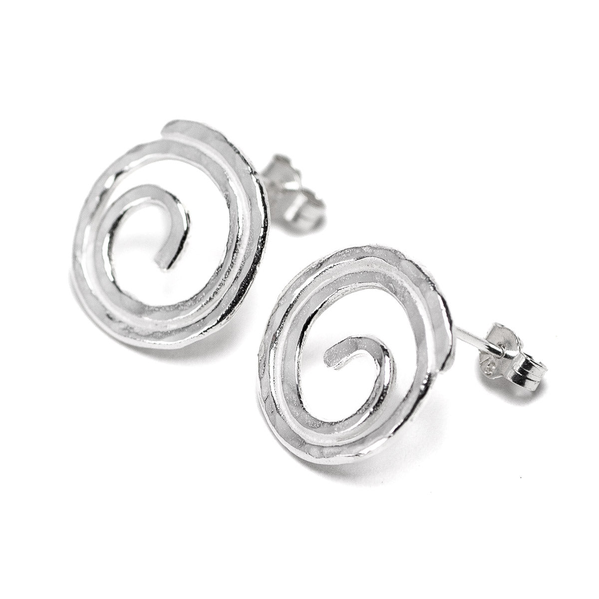 Spiral Silver Stud Earrings - Large by Silverfish