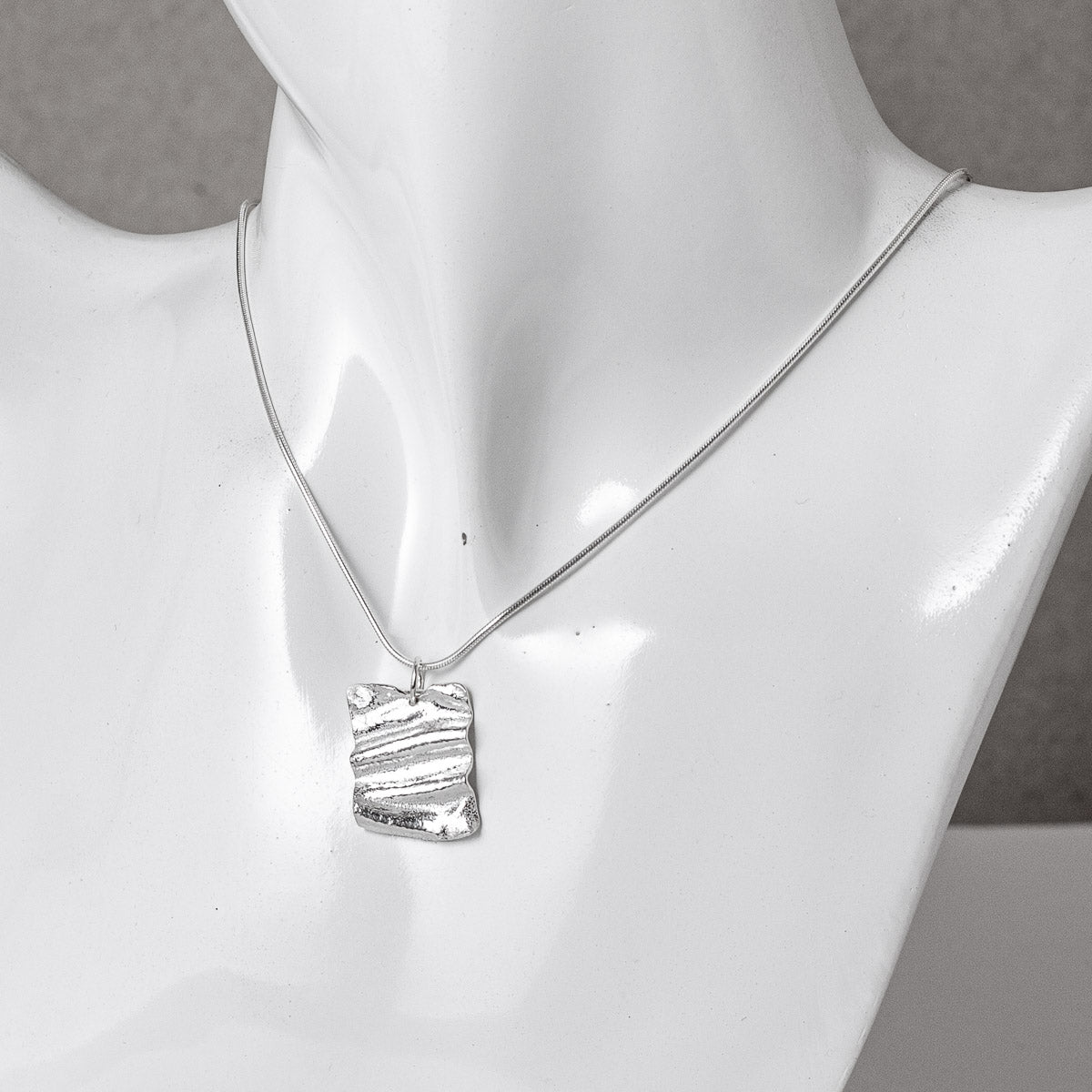 Ribbon Silver Pendant - Square by Silverfish