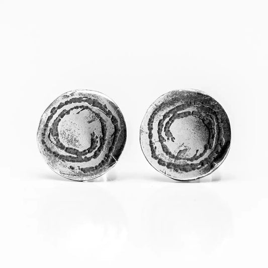 Barclodiad Rock Art Oxidised Silver Stud Earrings by Silverfish