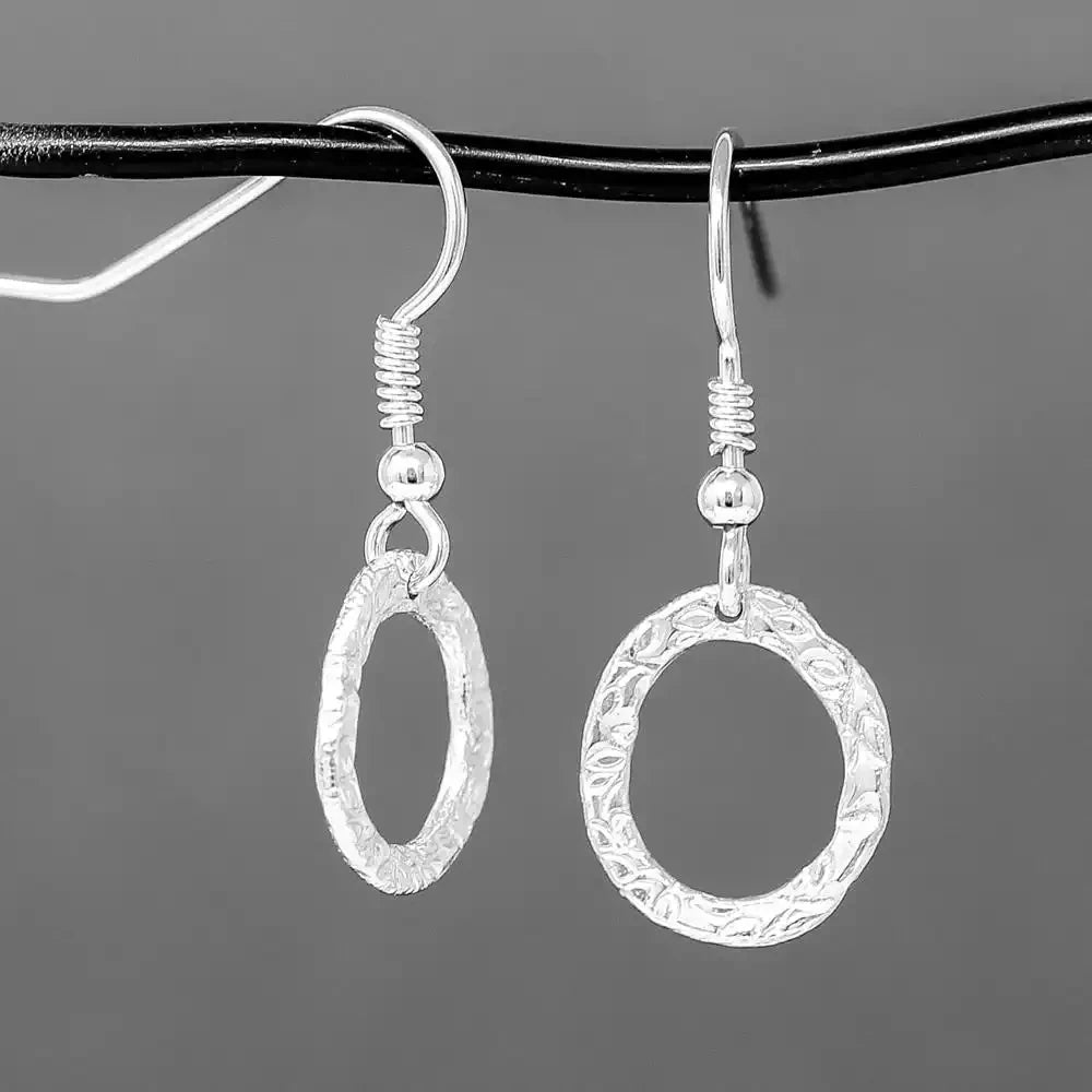 Flora Circle Drops - Small - Silver by Silverfish