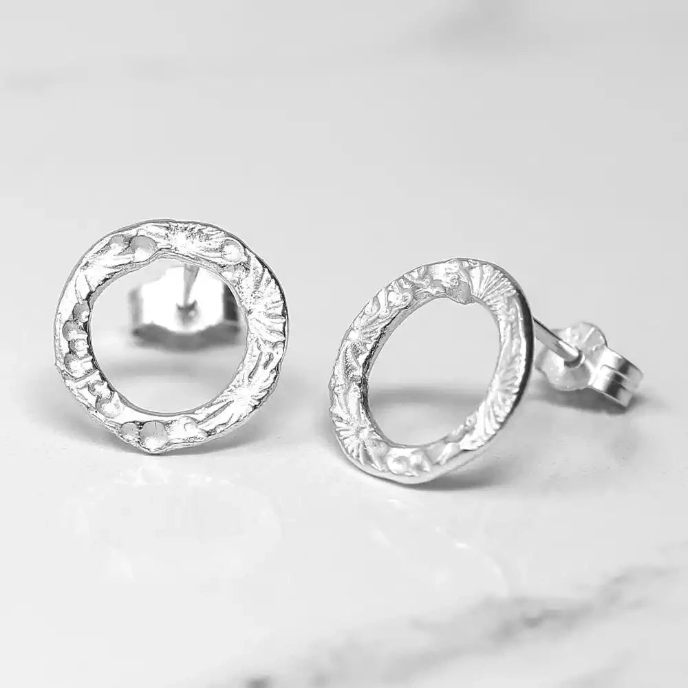 Flora Circle Studs - Small - Silver by Silverfish