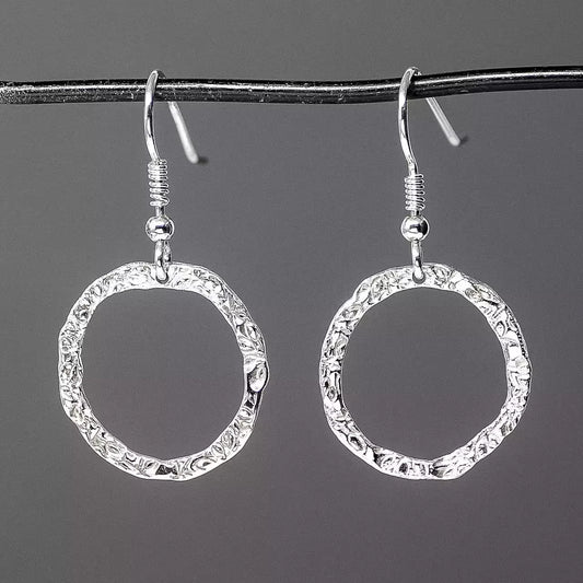 Flora Circle Drops - Large - Silver by Silverfish