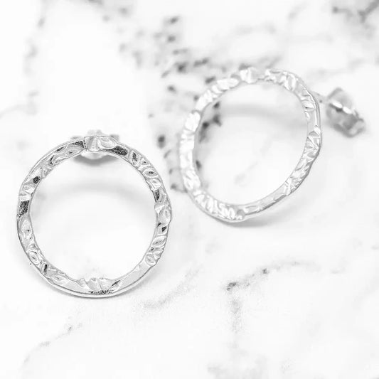 Flora Circle Studs - Medium - Silver by Silverfish