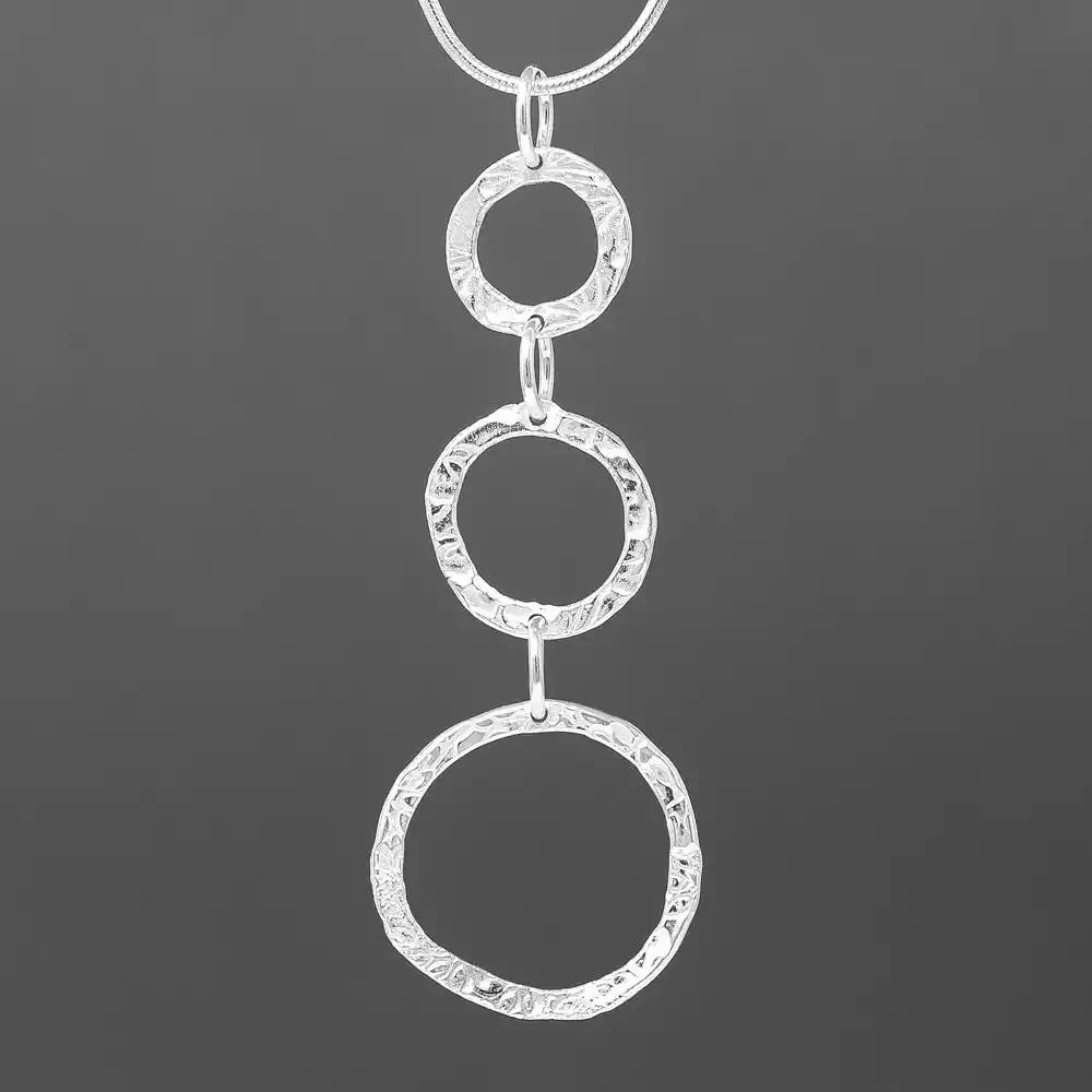 Flora Circle Pendant - Triple - Large - Silver by Silverfish