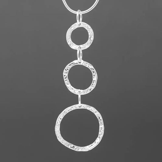 Flora Circle Pendant - Triple - Large - Silver by Silverfish