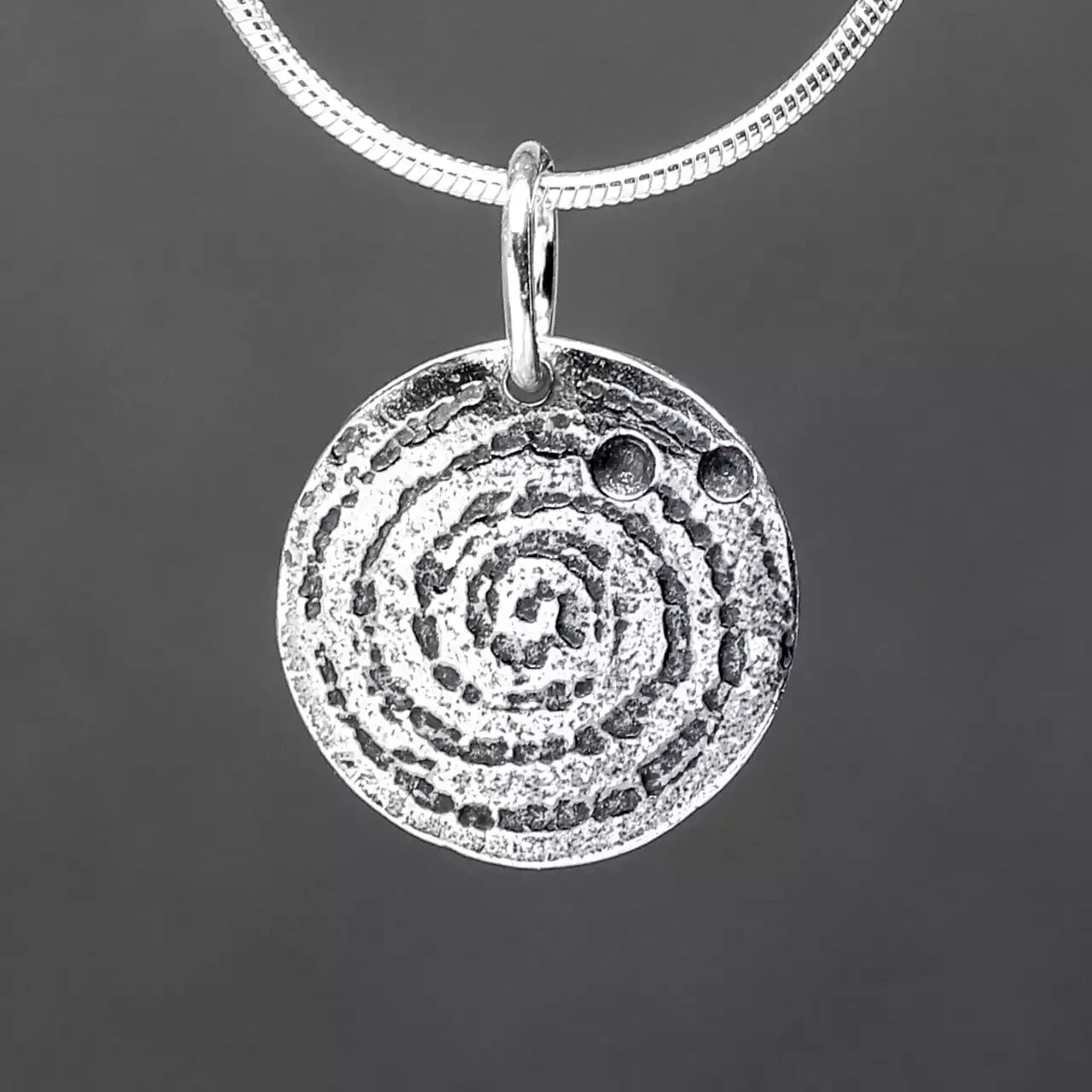 Llanbedr Spiral Oxidised Silver Pendant by Silverfish