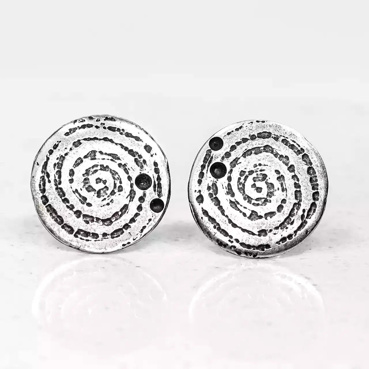 Llanbedr Spiral Oxidised Silver Stud Earrings by Silverfish