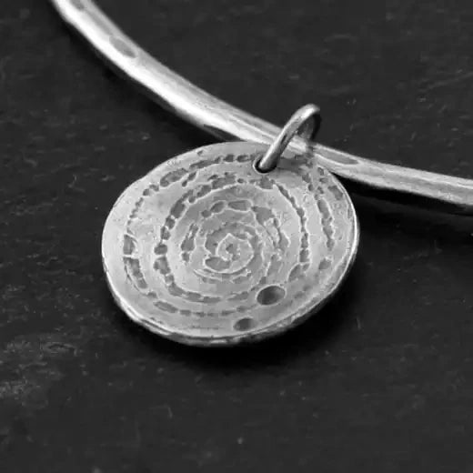 Llanbedr Spiral Oxidised Silver Bangle by Silverfish