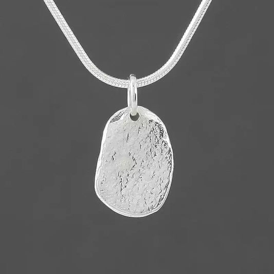 Pebble Silver Pendant - Small Flat by Silverfish