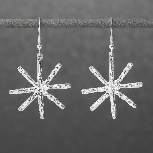 Snowflake Silver Drop Earrings - Large by Silverfish