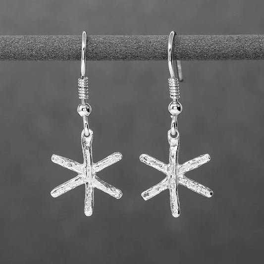 Snowflake Silver Drop Earrings - Small by Silverfish