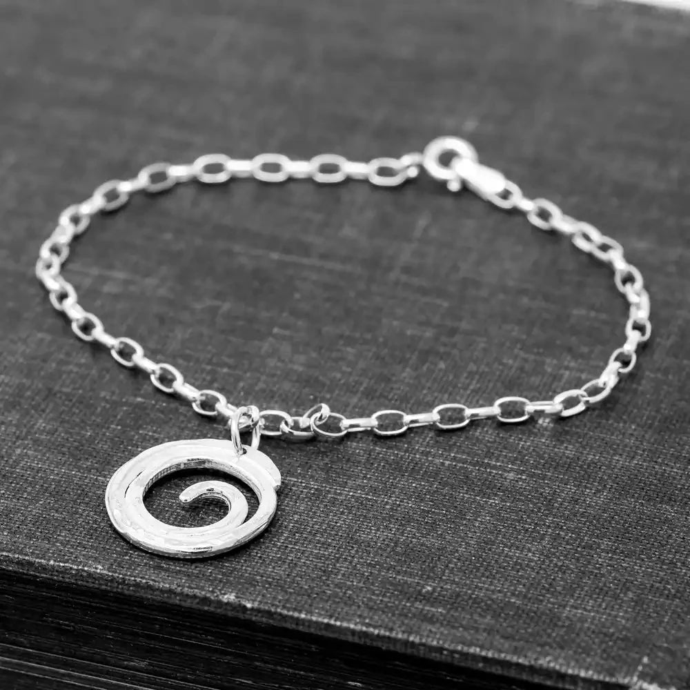 Spiral Silver Charm Bracelet - Large by Silverfish