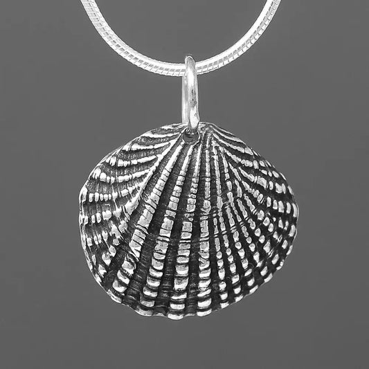 Thai Cockle Pendant - Oxidised Silver by Silverfish