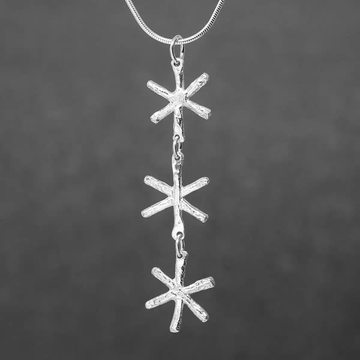 Snowflake Triple Silver Pendant by Silverfish