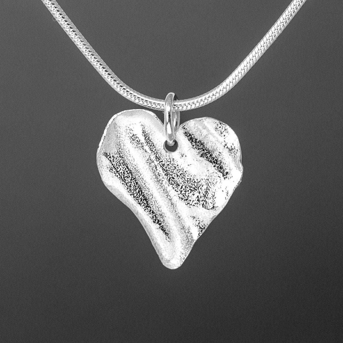 Ribbon Heart Silver Pendant - Tiny by Silverfish