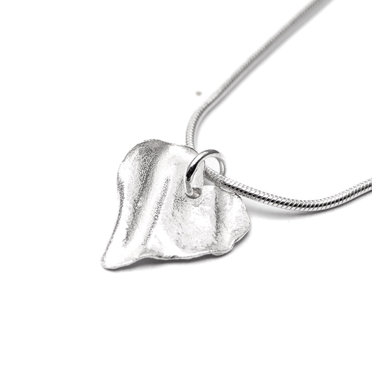 Ribbon Heart Silver Pendant - Tiny by Silverfish