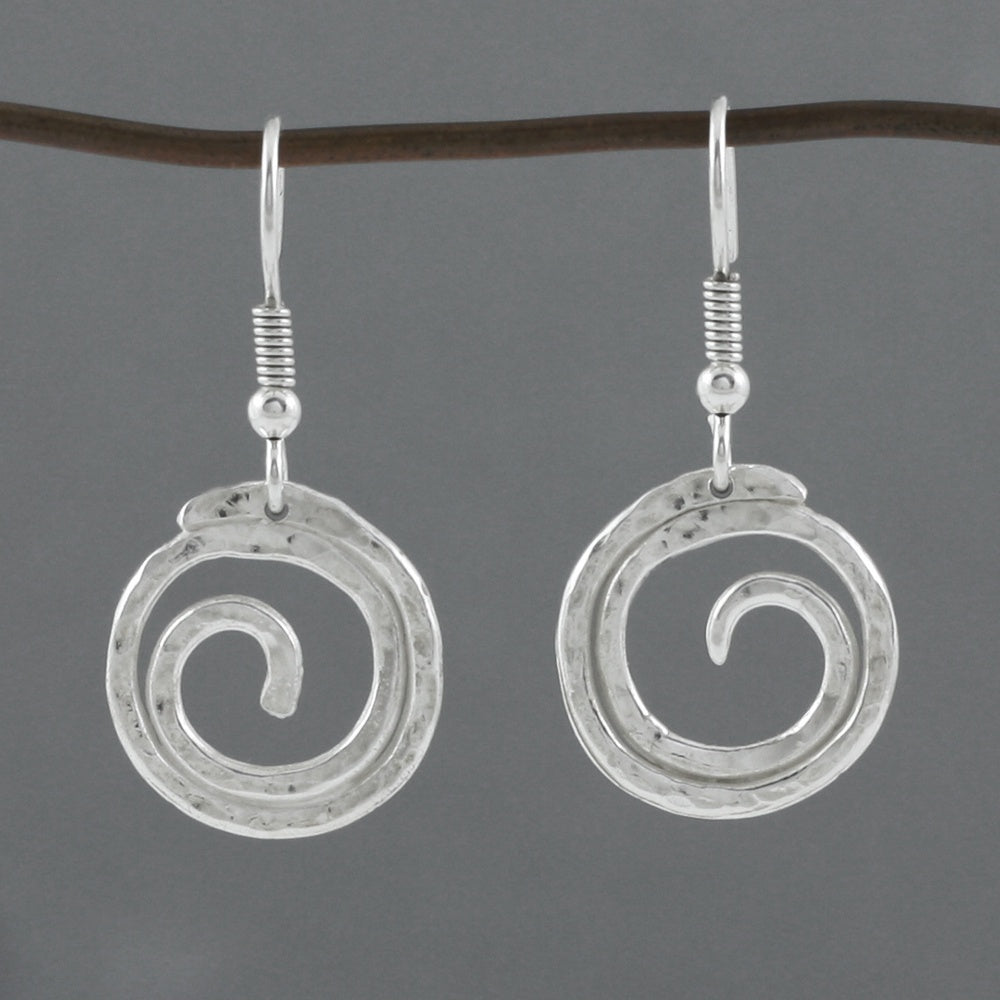 Spiral Silver Drop Earrings - Large by Silverfish