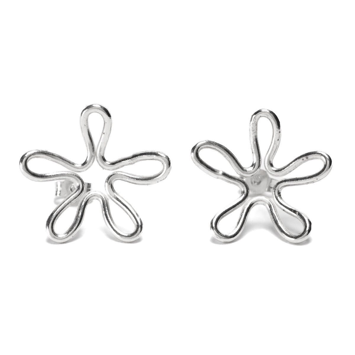 Flower Silver Stud Earrings by Silverfish