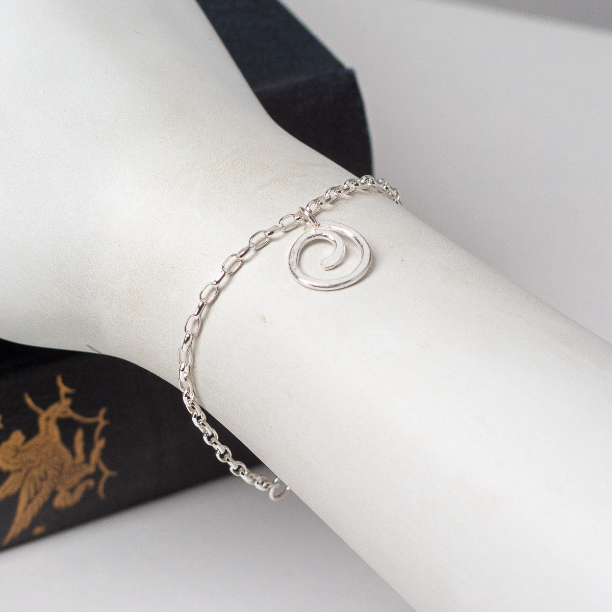 Spiral Silver Charm Bracelet - Medium by Silverfish