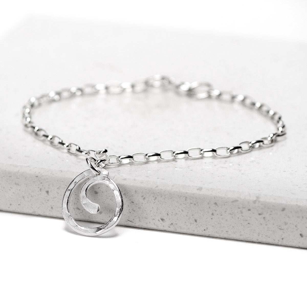 Spiral Silver Charm Bracelet - Medium by Silverfish