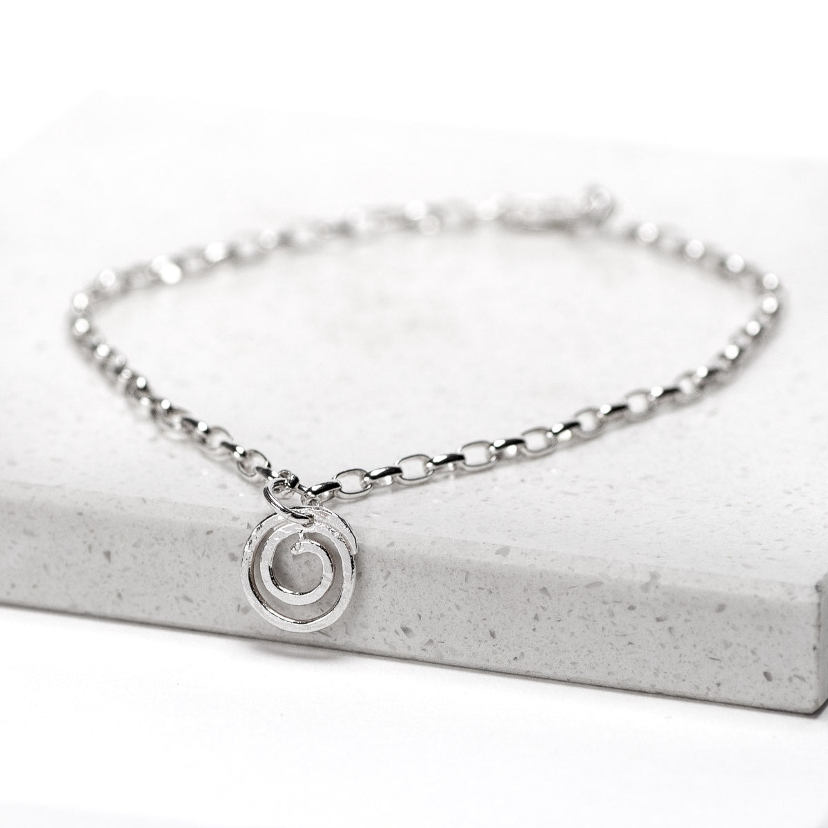 Spiral Silver Charm Bracelet - Small by Silverfish