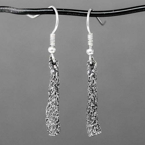 Long Coral Drop Earrings - Oxidised Silver by Silverfish