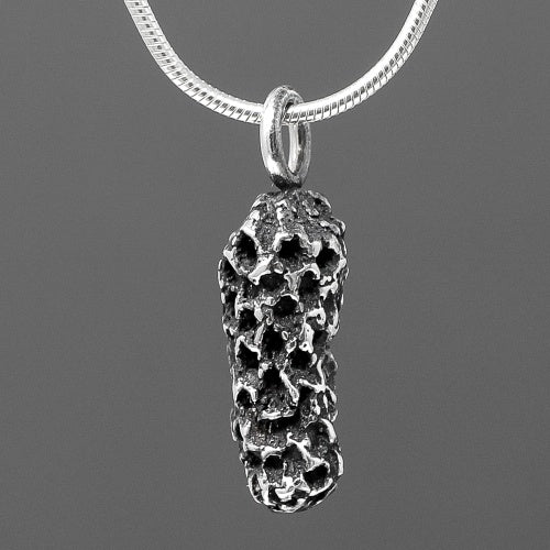 Short Coral Pendant - Oxidised Silver by Silverfish